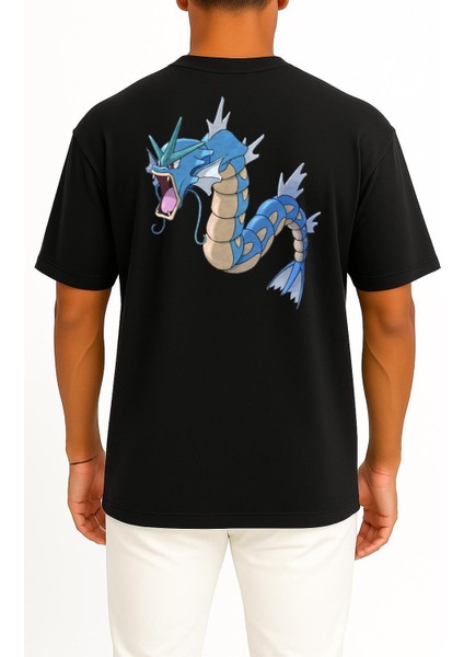 Oversize Gyarados Cep ve Sırt Tasarımlı Unisex T-Shirt fiyatları