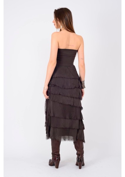 Italyan 2 Beden Ince Gösteren Kat Kat Ipek Etek & Straplez Elbise indirimleri