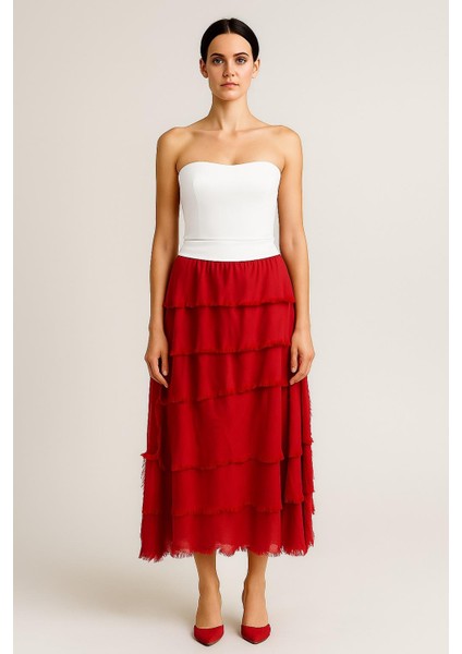 Italyan 2 Beden Ince Gösteren Kat Kat Ipek Etek & Straplez Elbise fiyatları