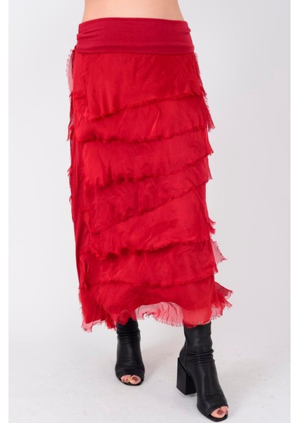 Italyan 2 Beden Ince Gösteren Kat Kat Ipek Etek & Straplez Elbise