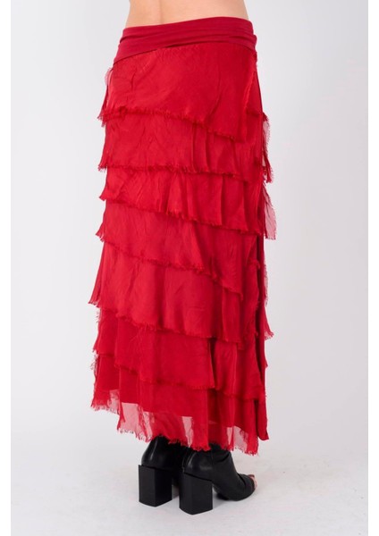 Italyan 2 Beden Ince Gösteren Kat Kat Ipek Etek & Straplez Elbise