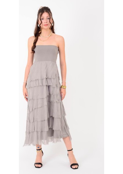 Italyan 2 Beden Ince Gösteren Kat Kat Ipek Etek & Straplez Elbise fiyatları