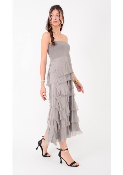 Italyan 2 Beden Ince Gösteren Kat Kat Ipek Etek & Straplez Elbise modelleri