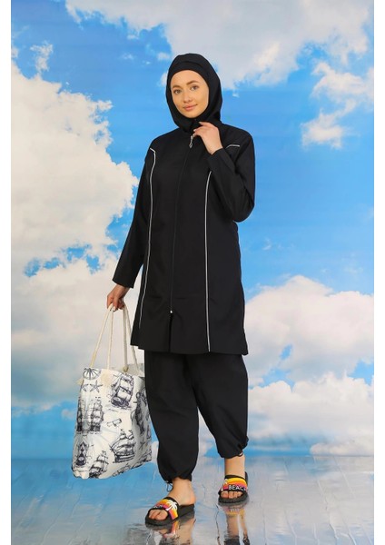 Moda Kadın Tam Tesettür Lacivert Mayo fiyatları