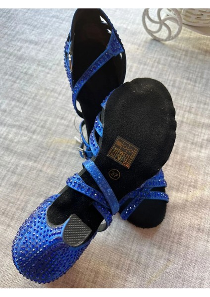 Sax Mavi Incili Salsa, Bacata, Tango, Dans Ayakkabısı 5 cm Kadeh Topuk fırsatları