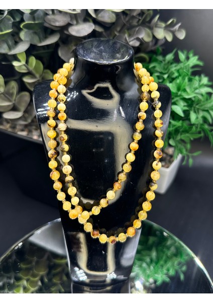 Orijinal Seccar Formunda | Küre Tane Damla Kesim Kehribar Kolye 60 cm fiyatları