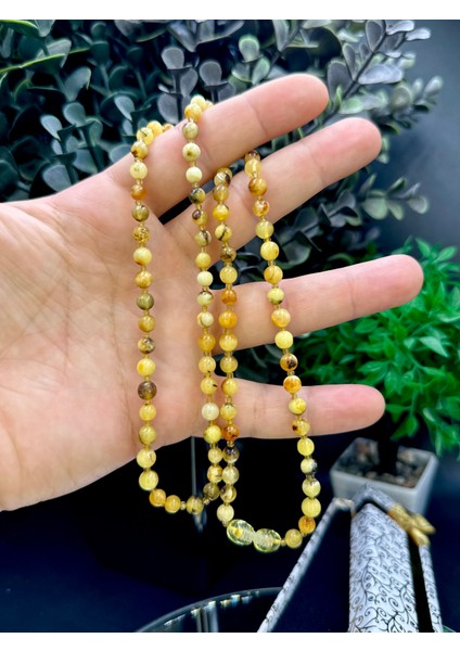 Orijinal Seccar Formunda | Küre Tane Damla Kesim Kehribar Kolye 60 cm modelleri