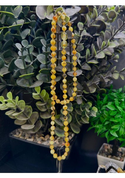 Orijinal Seccar Formunda | Küre Tane Damla Kesim Kehribar Kolye 60 cm fırsatları