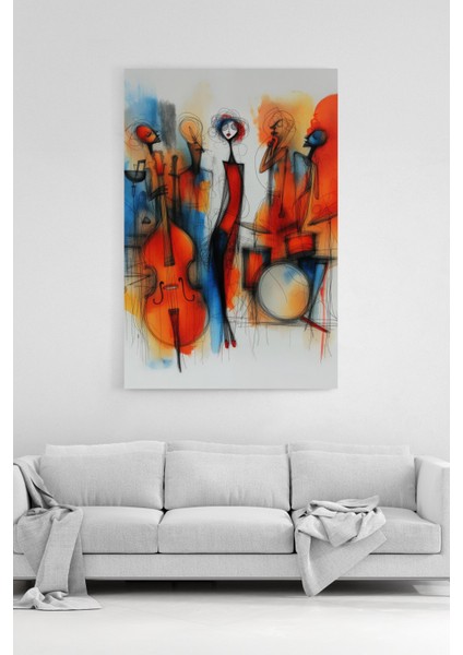 Jazz Müzik %100 Pamuk Kanvas Tablo Soyut Portre Duvar Dekoru