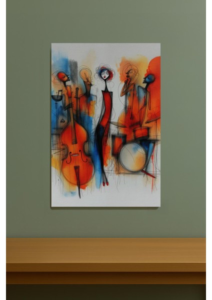 Jazz Müzik %100 Pamuk Kanvas Tablo Soyut Portre Duvar Dekoru modelleri