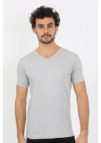 Moda Erkek V Yaka Gri Penye Atlet indirimleri