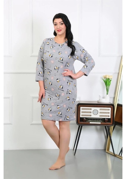 Moda Kadın Büyük Beden Penye Gecelik Ev Elbisesi Gri fiyatları