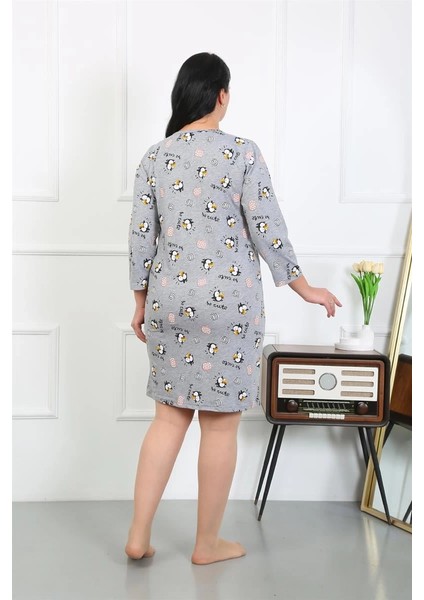 Moda Kadın Büyük Beden Penye Gecelik Ev Elbisesi Gri fırsatları