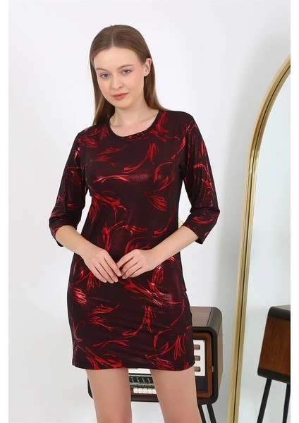 Moda Kadın Micro Kumaş Mini Parlak Elbise Kırmızı indirimleri