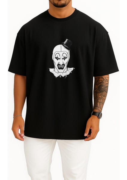 Oversize Terrifier Göğüs Baskılı Unisex T-Shirt