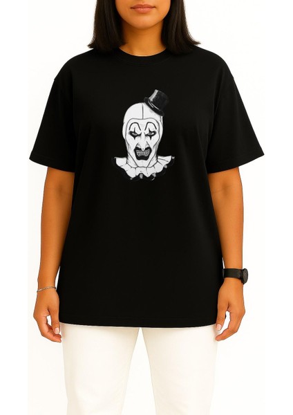 Oversize Terrifier Göğüs Baskılı Unisex T-Shirt fiyatları
