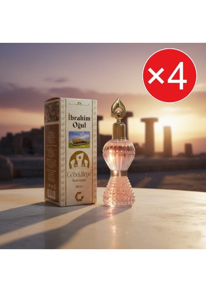 Ibrahim Oğul Göbeklitepe Kolonyası 200 ml Kristal Şişe 4 Adet - Özel Göbeklitepe Ferahlığı
