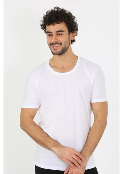 Moda Erkek Açık Yaka Beyaz Penye Atlet fırsatları