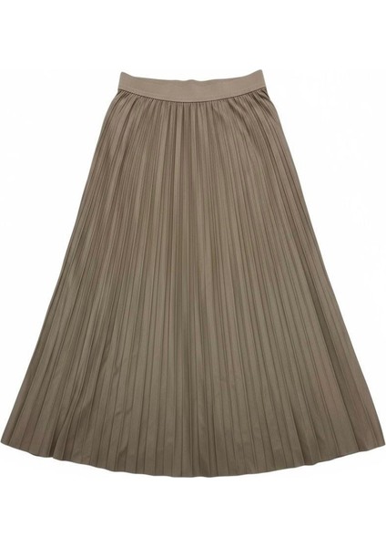 Deri Görünümlü Pileli Pamuklu Dokuma Viskon 4 Mevsim Etek(95 Cm)-(38-48) modelleri