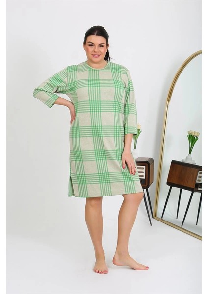 Moda Kadın Büyük Beden Penye Gecelik Ev Elbisesi Yeşil modelleri
