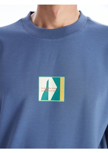 Yeni Sezon Bisiklet Yaka Uzun Kollu Nakışlı Erkek Sweatshirt modelleri