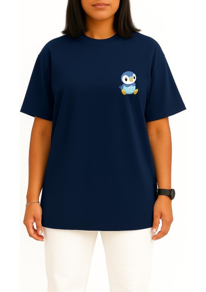 Oversize Piplup Cep Baskılı Unisex T-Shirt fiyatları