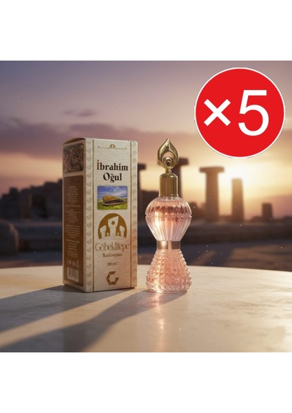 Ibrahim Oğul Göbeklitepe Kolonyası 200 ml Kristal Şişe 5 Adet - Özel Göbeklitepe Ferahlığı