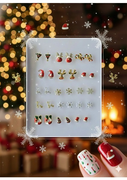 Yeni Yıl Tema Metal Tırnak Süsleme Charm Nail Art Charm Taşları WN-509