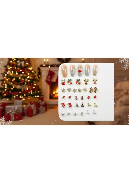 Yeni Yıl Tema Metal Tırnak Süsleme Charm Nail Art Charm Taşları WN-509 modelleri