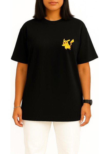Oversize Pikachu Cep Baskılı Unisex T-Shirt fiyatları