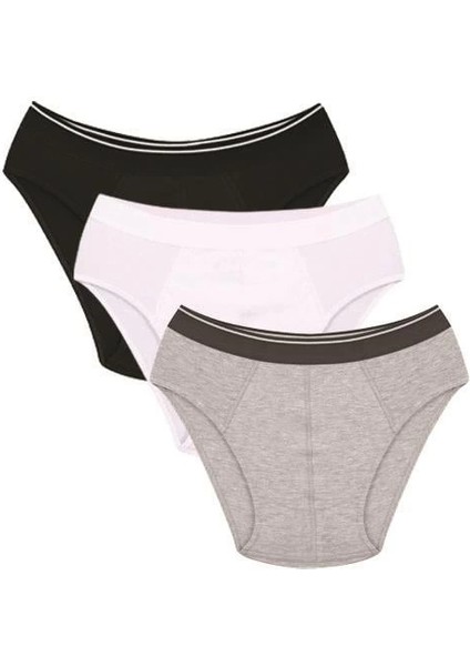 Moda Erkek Pamuk 3lü Siyah Beyaz Gri Likralı Slip