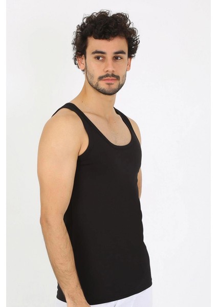 Moda Erkek Penye Siyah Atlet