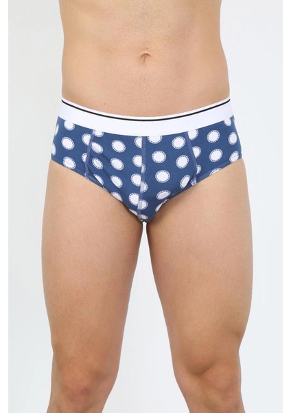 Moda Erkek Pamuk Desenli Likralı Slip Lacivert