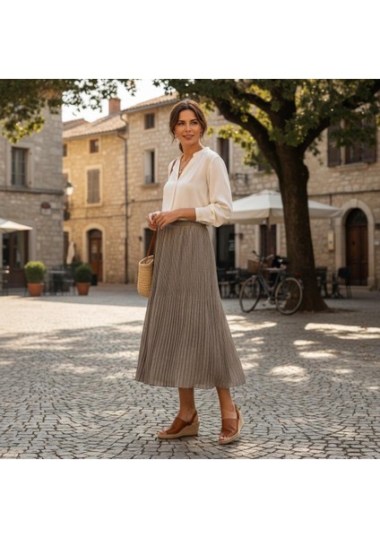 Pileli Beli Lastikli Şifon Etek(95 Cm)-(38-50) fiyatları