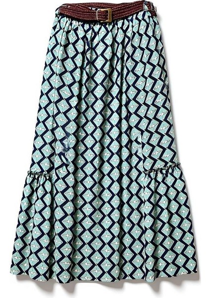 Bohem Şifon Kemerli Beli Lastikli Etek(95 Cm)-(38-50) modelleri