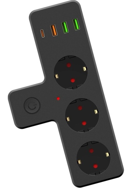 2500W Akım Korumalı 3 Prizli,3'lü Priz, 3x Usb,1x Type-C Giriş ve 1 Type-C Pd 20W Bağlantılı Duvar Tipi Priz fırsatları