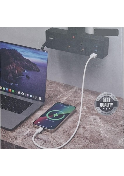 2500W Akım Korumalı 3 Prizli,3'lü Priz, 3x Usb,1x Type-C Giriş ve 1 Type-C Pd 20W Bağlantılı Duvar Tipi Priz