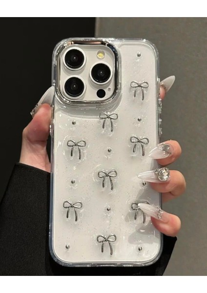 Iphone Uyumlu Lux Simli Şeffaf Fiyonklu Kılıf