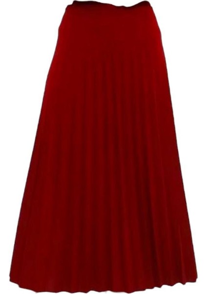 Pileli Pamuklu Dokuma Viskon 4 Mevsim Etek(95 Cm)-(38-48) modelleri