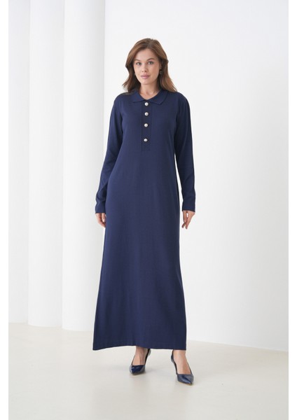 Kadın Uzun Kol Gömlek Yaka Triko Önden Düğmeli Triko Spor Şık Elbise indirimleri