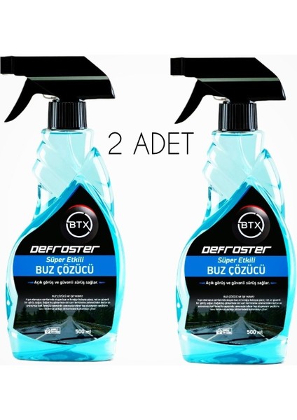 Süper Etkili Buz Çözücü ve Buzlanma Önleyici Görüş Kolaylaştırıcı Sprey 500 ml x 2 Adet