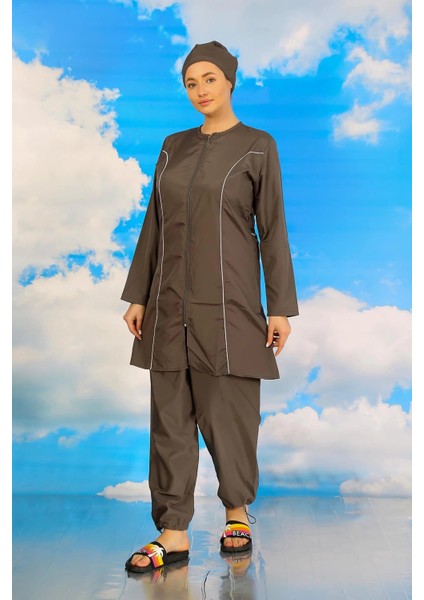 Moda Kadın Tam Tesettür Füme Mayo