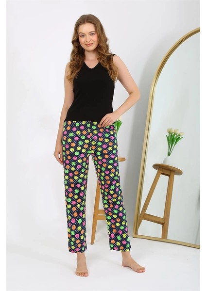 Moda Kadın Penye Smile Desenli Tek Alt Pijama