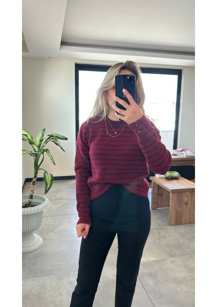 Bordo Çizgili Kazak fiyatları