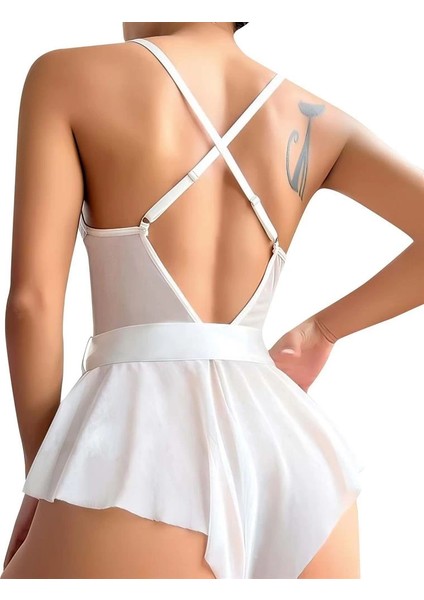 Moda Kadın Fantezi Babydoll Dantel Gecelik Beyaz fiyatları