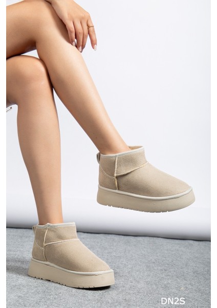 Kadın Süet Içi Kürklü Yünlü Kalın Tabanlı Kışlık Bilekte Bot