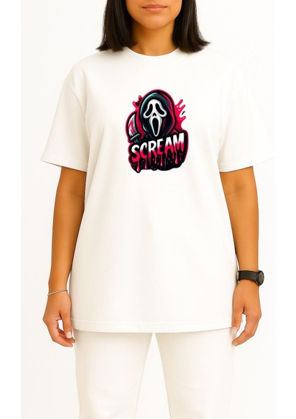 Oversize Scream Göğüs Baskılı Unisex T-Shirt fiyatları