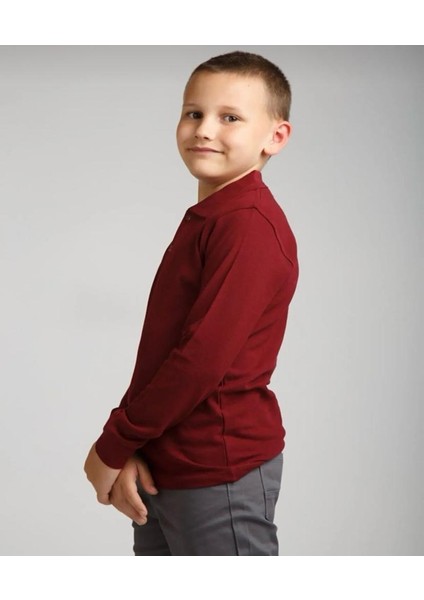 Ümiteks World Of Clothes Bordo Penye Uzun Kol Polo Yaka Uzun Kollu Okul Tişörtü Bordo Polo Yaka Çocuk Tişörtü modelleri