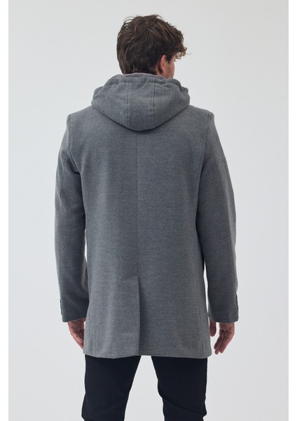 Erkek Standart Kalıp Fermuarlı Yarım Kapitone Kapüşonlu Kaşe Kaban fırsatları