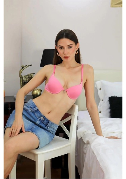 Moda Kadın Destekli Balenli Taş Detaylı Sütyen Pembe fiyatları
